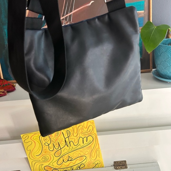 Stylish Denim and Black Crossbody Bag Vegan 9.5"x11" - Picture 16 of 16